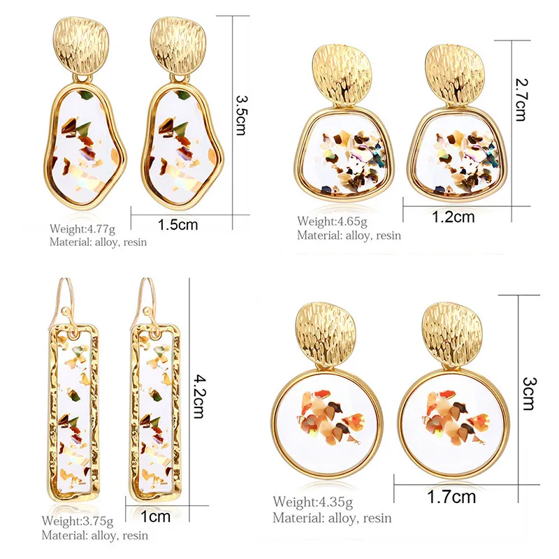 Женские Висячие серьги в Корейском стиле винтажные длинные золотистые акриловые