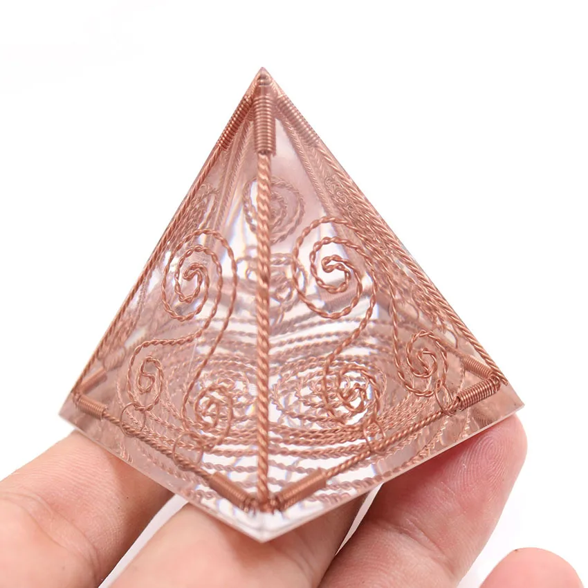 

XSM Orgone Energy Converter Orgonite Pyramid Metal Wire Reiki Resin Metal Spiral Crafts Decoration