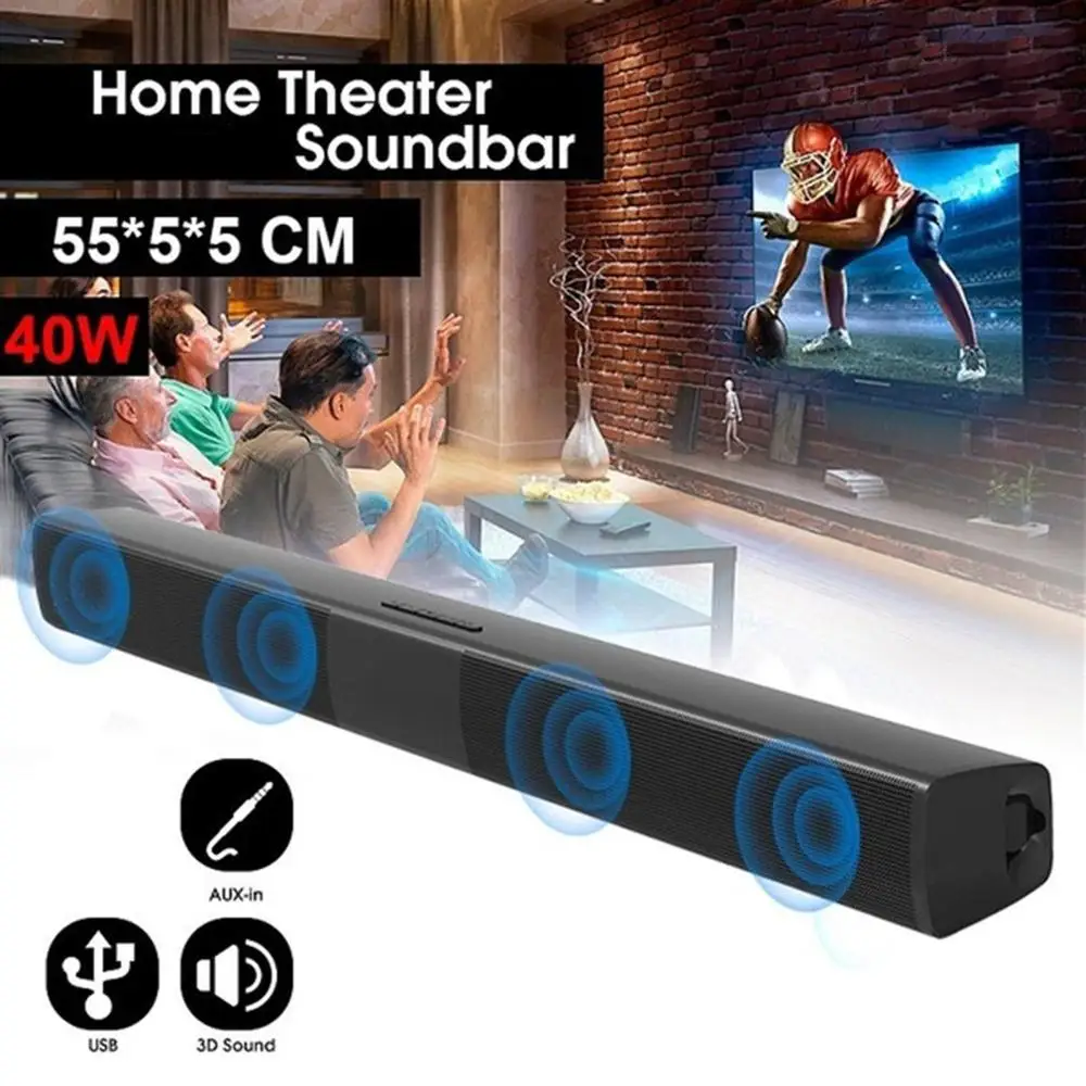 

Sound Bar Speaker Wireless Music Speaker Home Theater Audio With Aux TF Card Microphone Stereo Speaker