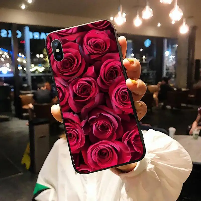 

Red rose flower pattern Phone Case for iPhone 11 12 pro XS MAX 8 7 6 6S Plus X 5S SE 2020 XR