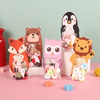 creative animal greeting card candy bag cute cartoon woodland animals baking packaging bag lion fox kids candy jewelry packaging