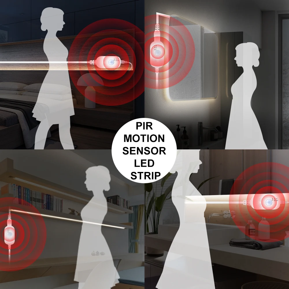LED Under Cabinet Light USB Motion Sensor Lamp Strip Flexible 5V Wardrobe Backlight Lights Waterproof Bedroom Night | Лампы и