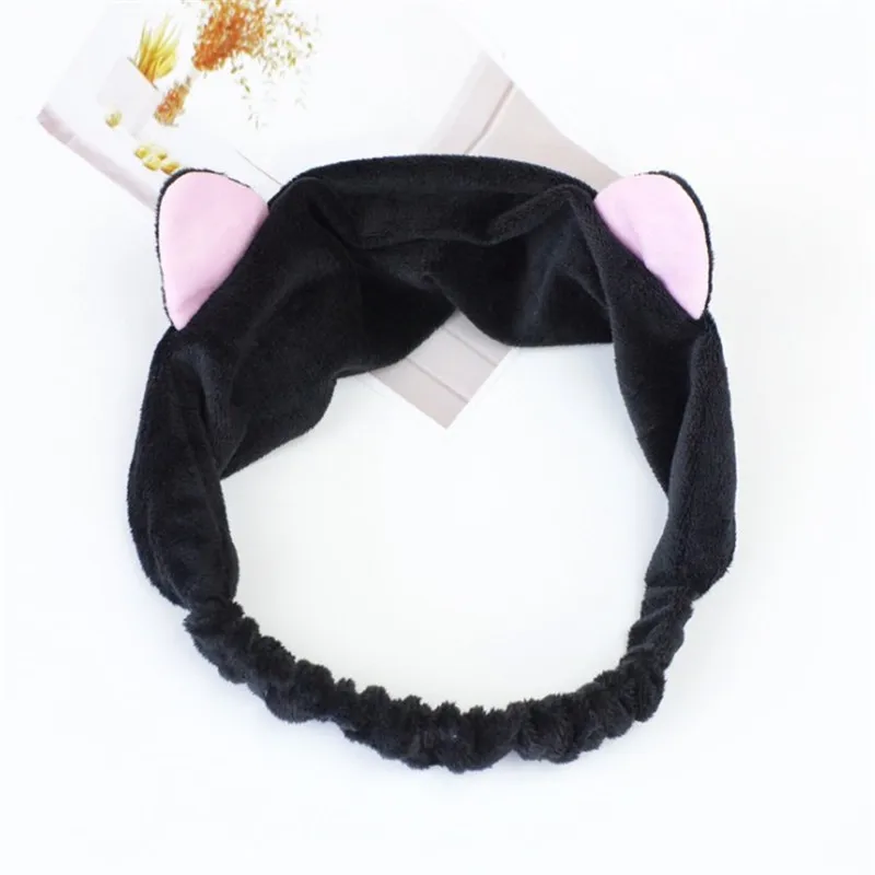 cat ear black Новинка, модный фланелевый мягкий бантик, ободок с кроличьими ушами для женщин, девушек, тюрбан, милый держатель, повязка для волос, головной убор, аксессуары для волос - Цвет: cat ear black