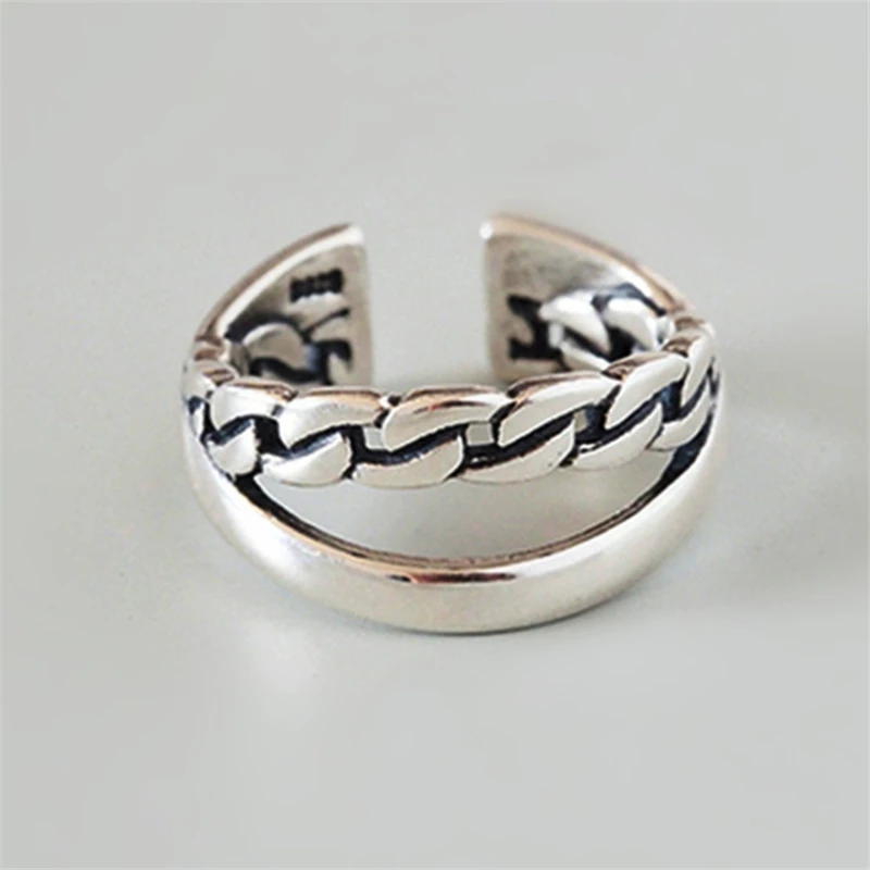 Женский комплект из кольца и серёг Винтажное кольцо с перекрестной цепочкой на