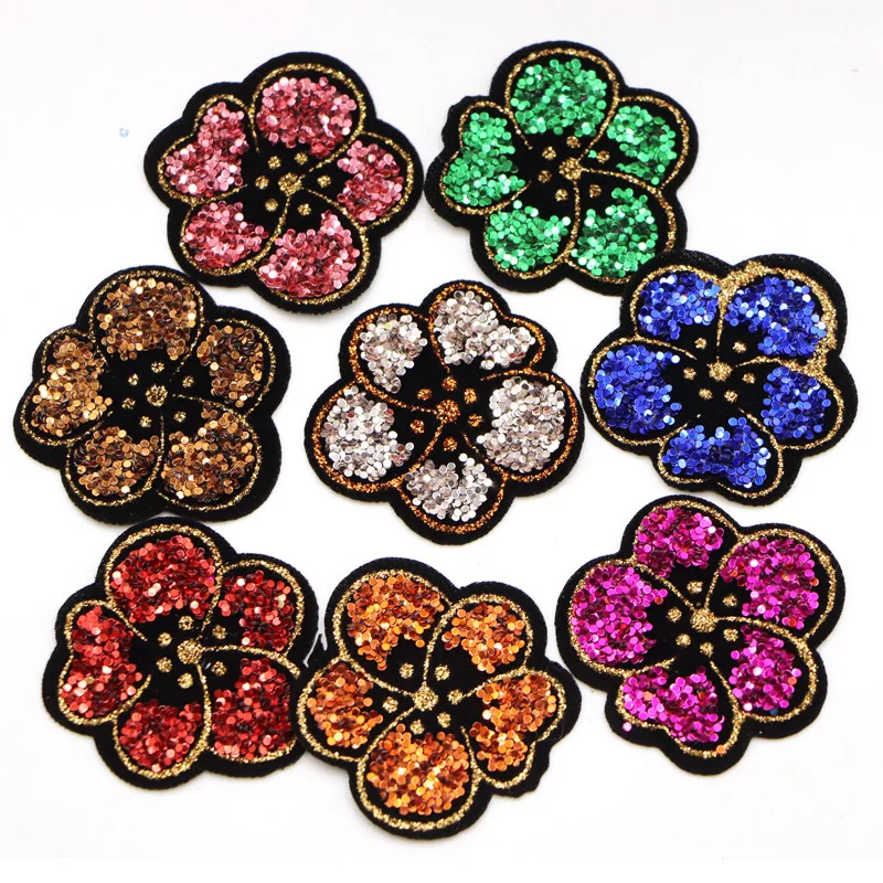 10 шт./лот 4см пайетки многоцветные цветы налепка ДИЙ на футболку пэчи для пошива ткани аппликации рукоделие значок.