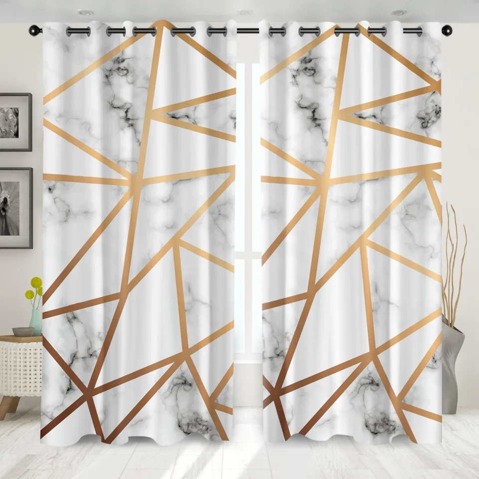 

Geometric Marble Texture Windows Curtains Darkening for Living Room Bedroom Decorative Kitchen Curtains Dropshipping