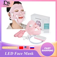 led face mask massager for face light therapy vibrating wrinkle remover skin care face lift devices facial beauty appliance tool