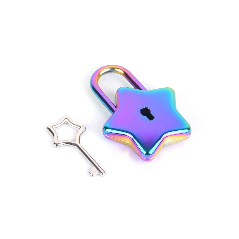 Rainbow Color Lovely Star Shape Padlock, Mini Padlock For Bag Suitcase, Handbag Decoration