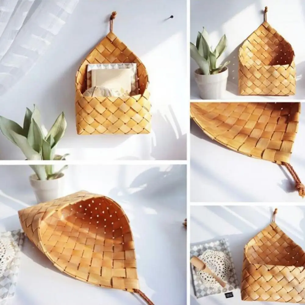 Настенная корзина для хранения Бамбуковая ткань ручной работы фотография 2022 1 шт.