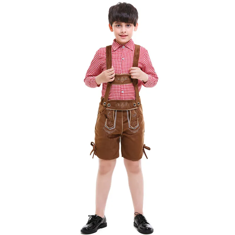 

S-2XL Kids Oktoberfest Costume Lederhosen German Bavarian Octoberfest Beer Boy Costume Halloween Cospaly Party Fancy Dress