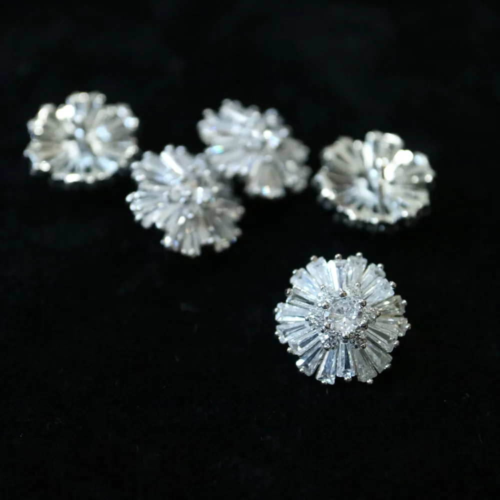 5pcs/lot Luxury crystal Fur buttons Cubic zirconia button for coat Decorative CZ sewing buttons for cashmere Knit cardigan