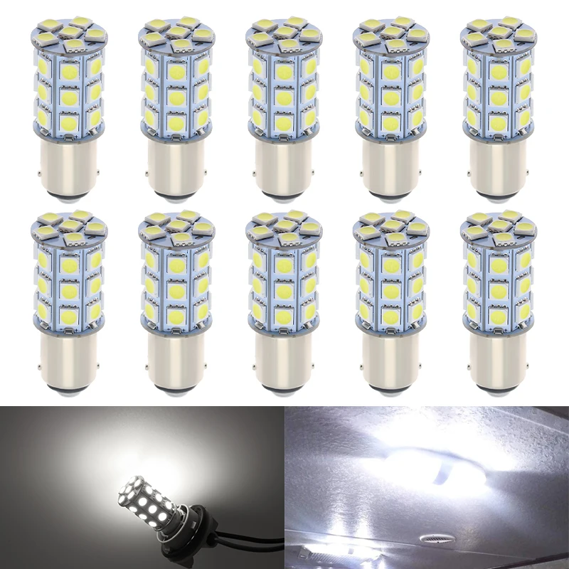 

2pcs 1142 BA15D 27 SMD 5050 led 1176 led Tail Turn Signal lamp White led car bulbs rear brake Lights Led Yacht Light AC 12V