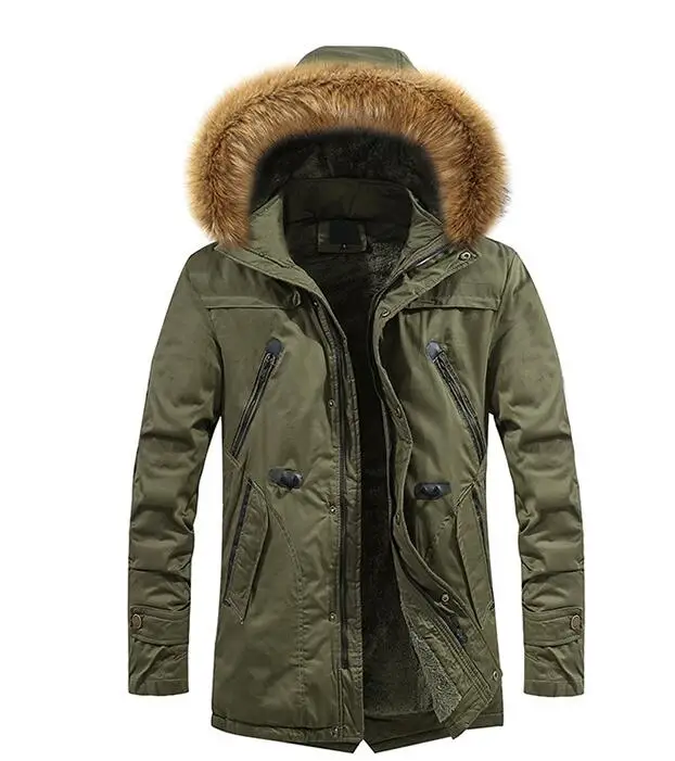 Men Warm Coat Winter Jackets Men Thicken X-Long Cotton Padded Fleece Down Parka Coat Men Outwear