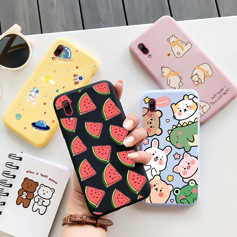 

TPU Shell Black Soft For Huawei Y7 2019 Case Silicone Edging Personality Cartoon Trend Fundas For Y7 Pro Prime Lite Case Cover