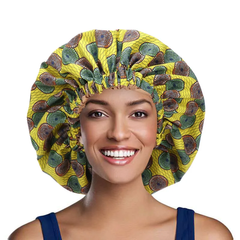 

Hot sale New Extra Large African printed fashion stretch-enlarged hat double layer nightcap Hair Care Bonnet Nightcap