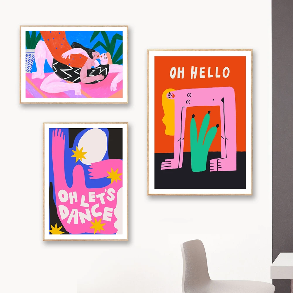 

Nordic Abstract Women Poster Runner Snake Art Print Lets Dance Canvas Painting Modern Quote Wall Pictures Living Room Home Decor
