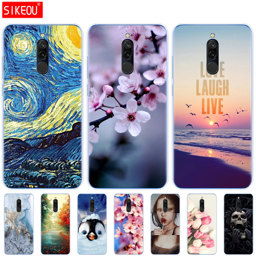 Силиконовый чехол NoEnName_Null для смартфона Xiaomi Redmi 8 дизайн в ассортименте |