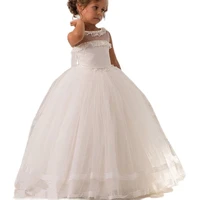 white flower girl dresses for weddings party fluffy gown sleeveless tulle lace first holy communion dresses for little girl