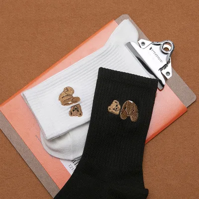 Женские носки с вышивкой пальмового ангела модные спортивные из чистого хлопка