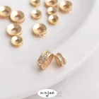 Вогнутые изолирующие бусины из циркония с золотым покрытием, 14 к