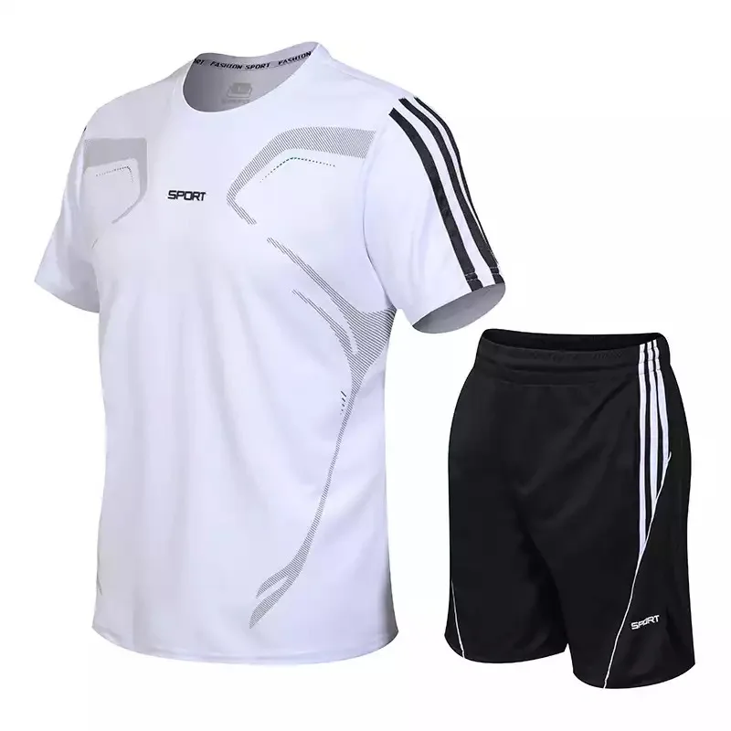 

Summer men's sportswear men's suit fitness suit running suit short sleeve T-shirt + shorts men's quick drying 2-piece set