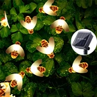 Уличная Водонепроницаемая светодиодная гирлянда на солнечной батарее, милая садовая лампа в виде пчелы, рождественское светильник для забора, внутреннего дворика, 203050 светодиодов