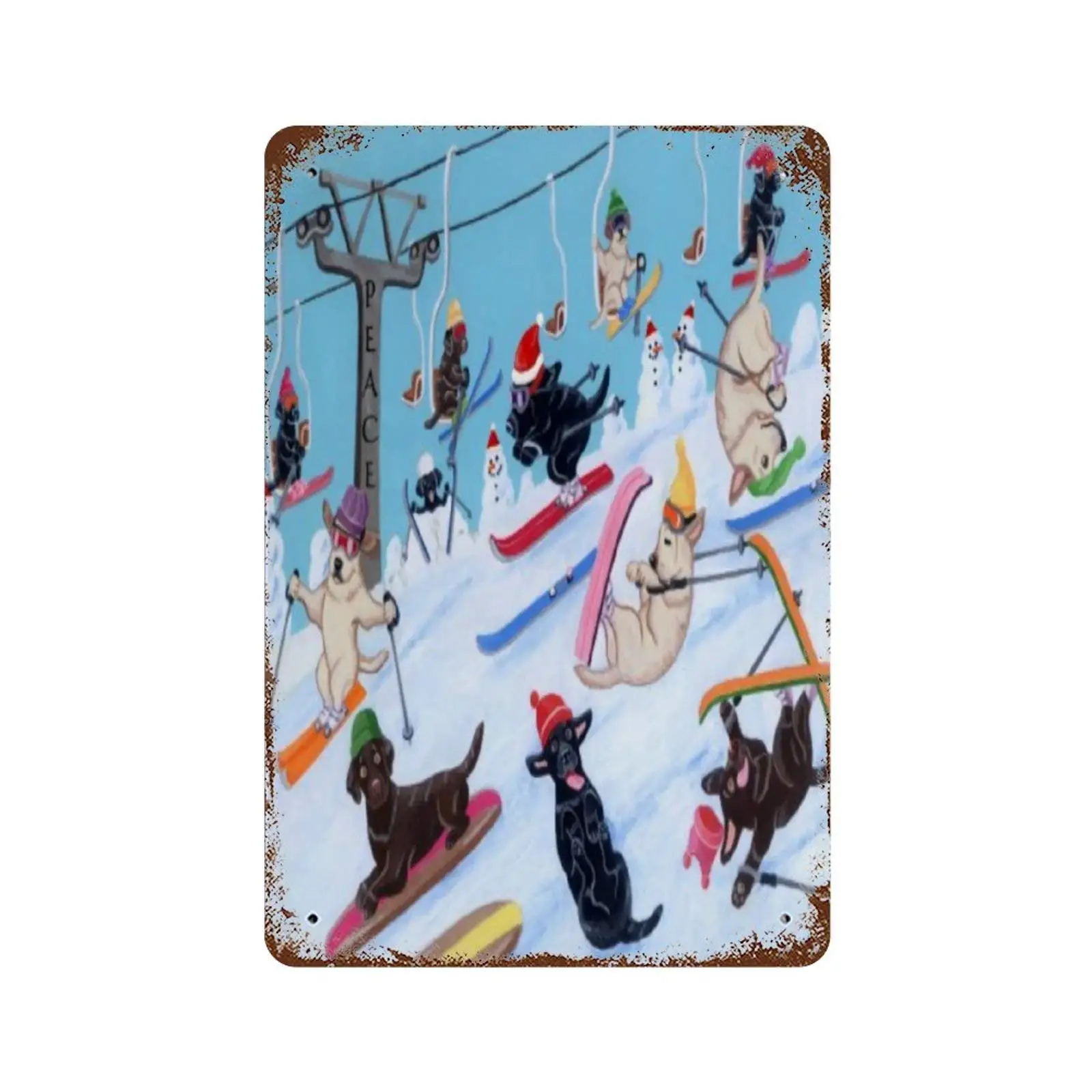 

Retro Vintage Metal Tin Sign Winter Fun Skiing Wall Plaque Poster Cafe Bar Beer Pub