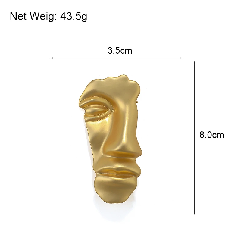 Женская Винтажная брошь на половину лица Amorcome золотистая металлическая воротник