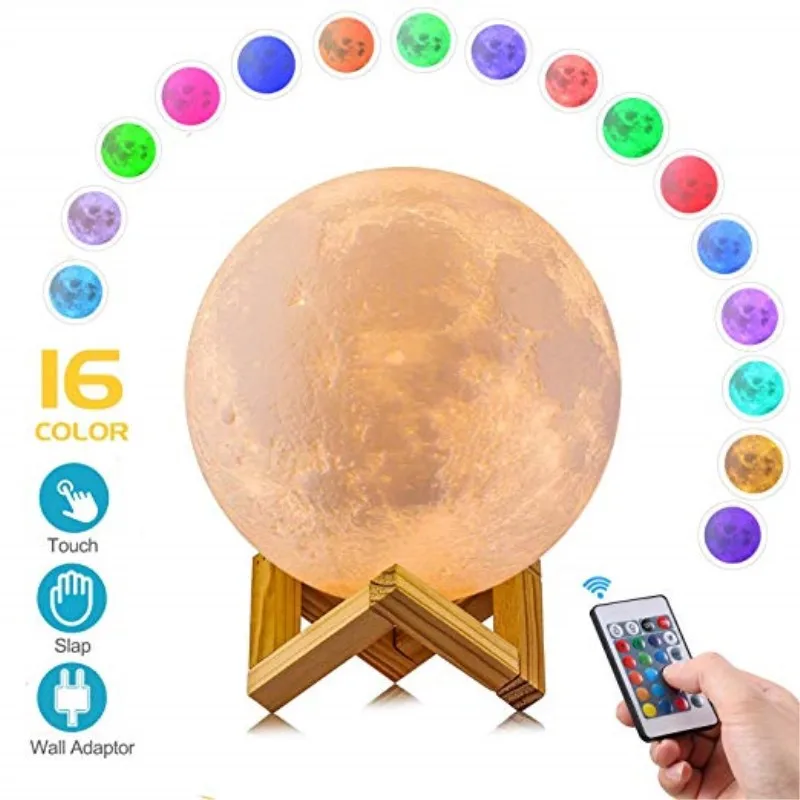 

3D Night Light 16 Colors Change with Remote Moon Lamp Rechargeable Touch Control Lights Novelty Night Lamps for Child Home Decor