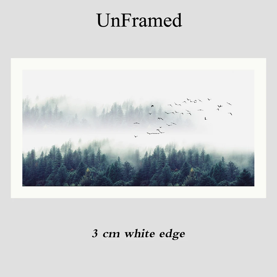 Холщовый плакат с изображением Фогги леса пейзаж художественный принт длинный