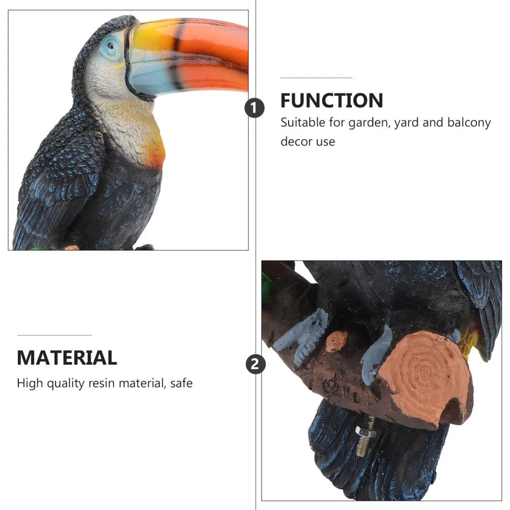 

1pc Lifelike Scene Statue Lovely Bird Ornament Garden Big Mouth Parrot Decor