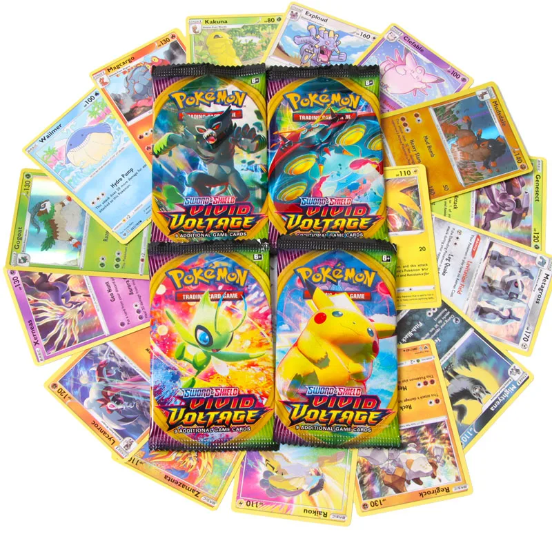 Случайный 9 дюймов блестящие карты Pokemon TCG: щит меча яркий усилитель напряжения