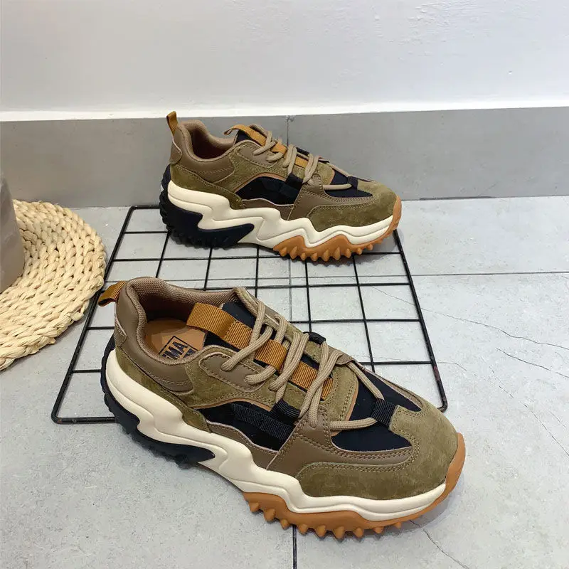 

2022 New Women's Spring Platform Chunky Sneakers,Gray Brown Sports Shoes,Comfort Casual High Sneaker Women Vulcanize Sneakers