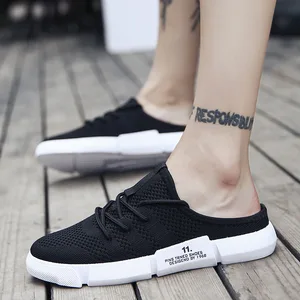 Кроссовки мужские, летние, дышащие, черные, сетчатые, на плоской подошве, повседневные, 2020