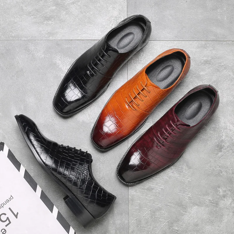 

2021 Men Dress Shoes Formal Wedding Leather Shoes Business Casual Office Men's Flats Oxfords