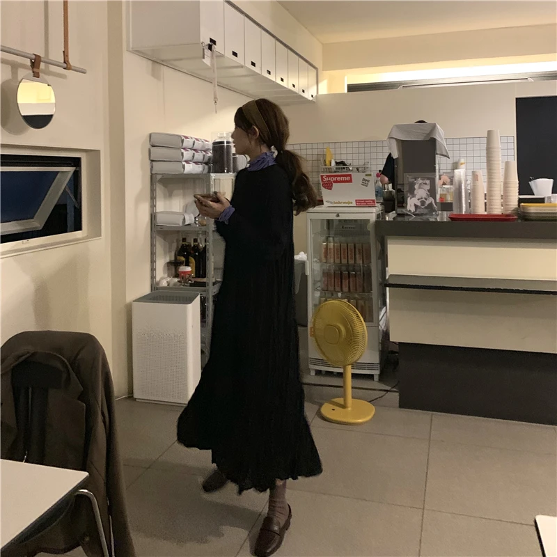 Женские платья в японском стиле Harajuku Ulzzang винтажное платье с длинным рукавом и