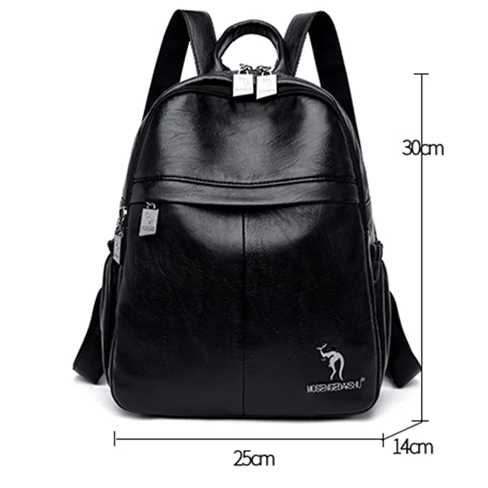 Дизайнерский брендовый мягкий кожаный женский рюкзак Большая вместительная