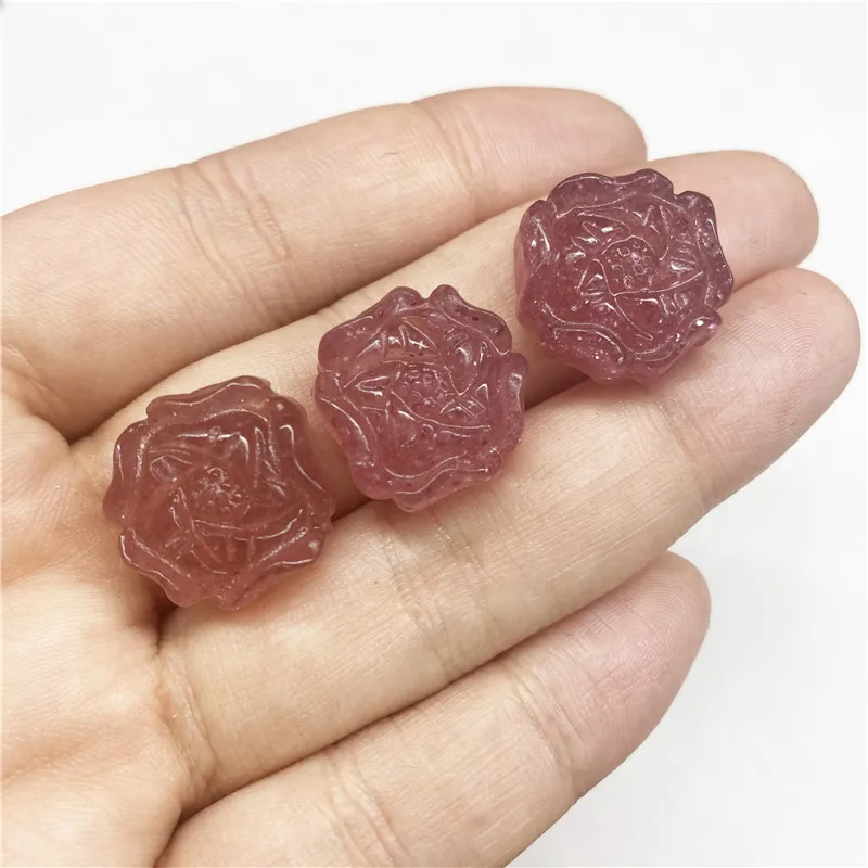 

Натуральный кристалл из клубничного кварца мини цветы для DIY подвеска ожерелье подарок