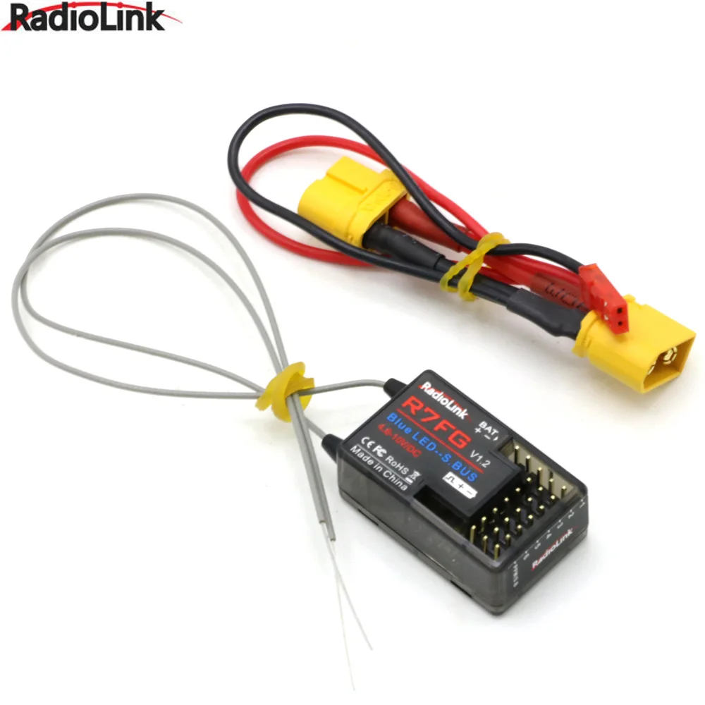 

RadioLink R7FG 2.4GHz 7CH Dual Antenna Reciever High Voltage Integrated Gyro Version For Radiolinks RC6GS RC Transmitter