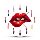 Декоративные круглые Настенные часы с принтом в виде красных губ, красивая помада, макияж, для салона красоты, делового искусства, модный подарок для женщины