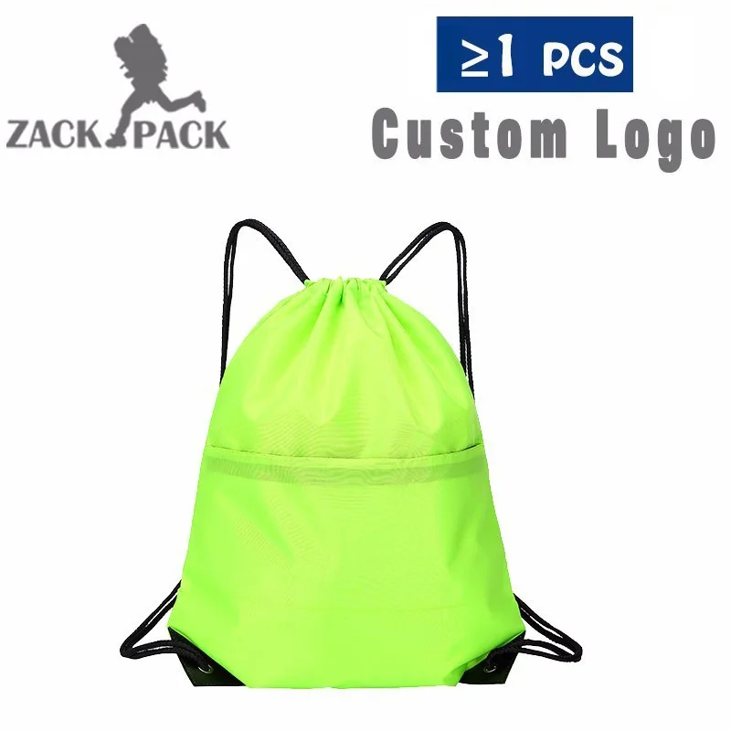 Zackpack нейлоновый рюкзак на шнурке с индивидуальным принтом логотипа, рюкзак для девочек, школьная спортивная водонепроницаемая сумка Mochila DB8 - Цвет: green without logo