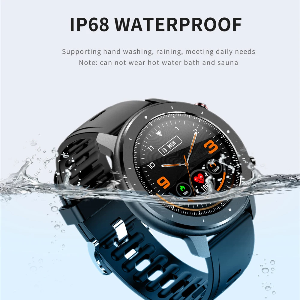 

Смарт-часы мужские F12, экран 1,3 дюйма, IP68, водонепроницаемый браслет, пульсометр, тонометр, кислород, фитнес-трекер