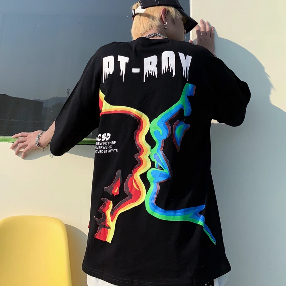

Dark Icon Men's T-Shirt Double-Sided Printed Round Neck Shirts Casual Fit T-shirt For Men Summer Oversized Clothing Tops