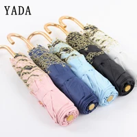 yada gold curved handle pentagram umbrella rainy embroidery flower lace umbrella for women uv folding windproof umbrellas yd220