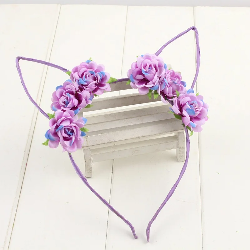 Рождественский светящийся светильник ободок для волос с розами заячьими ушками