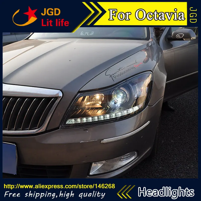 Стайлинг автомобиля светодиодные HID Rio светодиодный Skoda Octavia фары чехол для 2010 2014