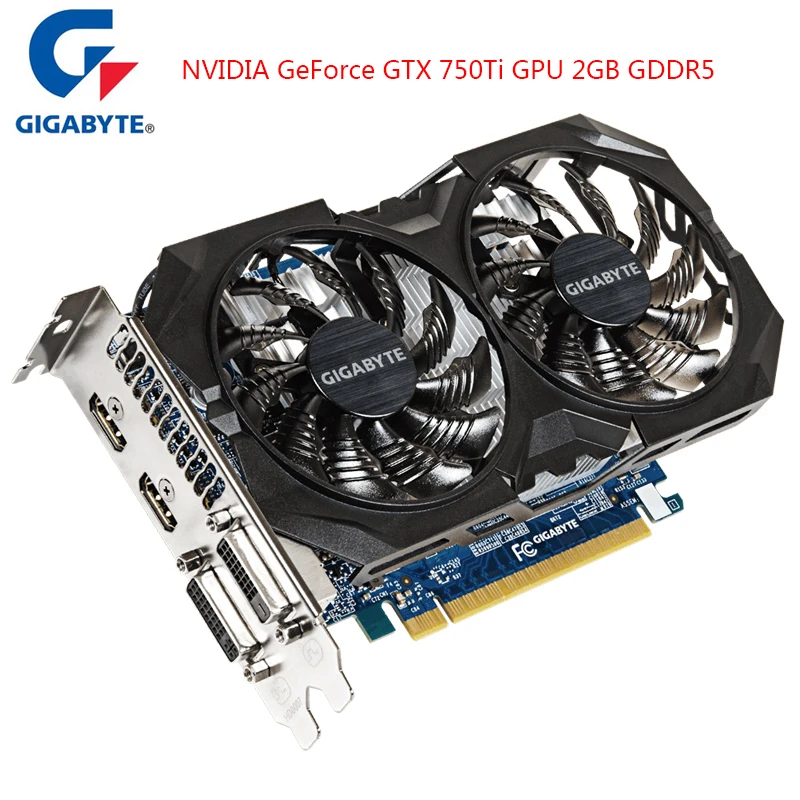 GIGABYTE Видеокарта GTX 750 Ti игровая ПК карта с NVIDIA GeForce 750Ti GPU 2 ГБ GDDR5 128 бит видеокарта