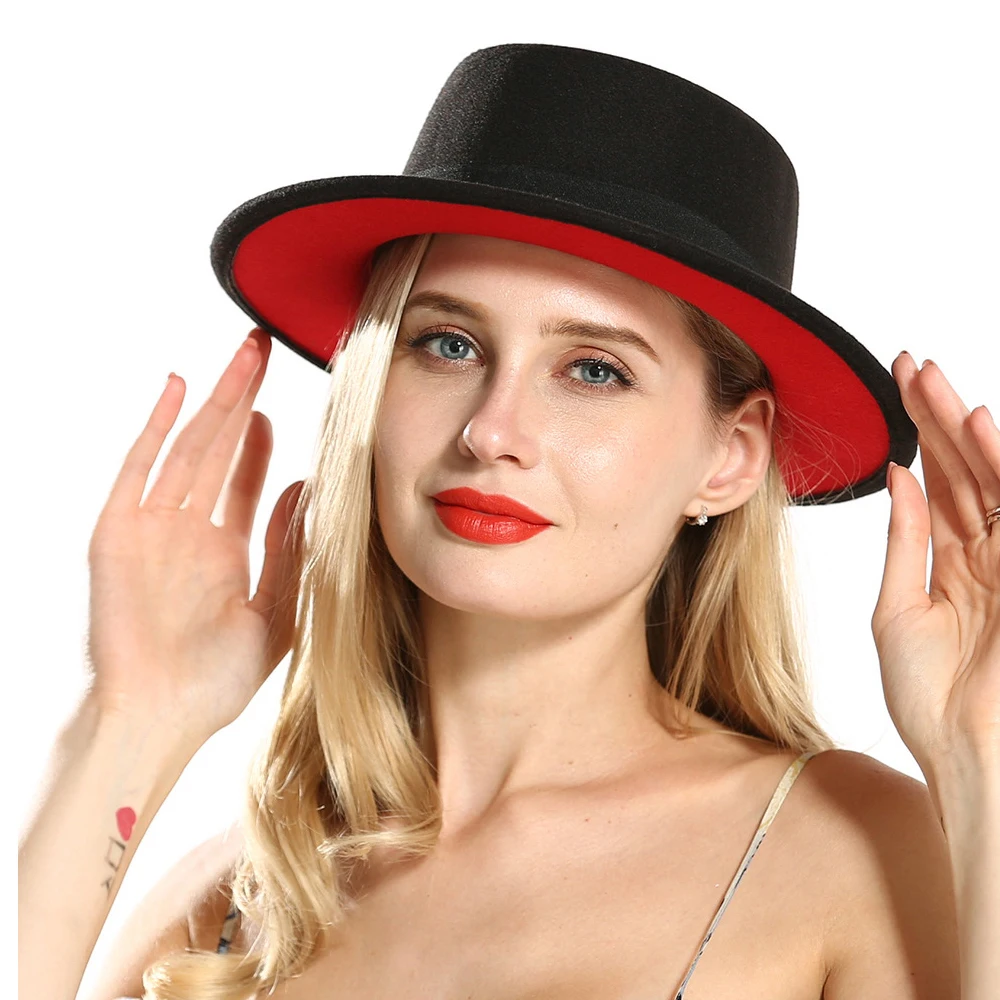 Женская Черная Шляпа Fedora с широкими полями шерстяная шляпа для церкви женская