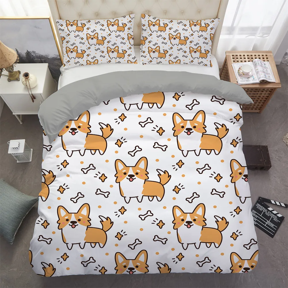 

Cute Cats Printed Bedding Set Cartoon Soft Quilt Duvet Cover Pillowcase For Baby Girl Kids 2/3Pcs King Queen Twin Size