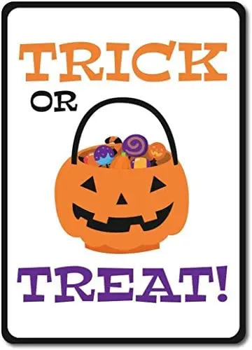 

Trick Treat Sign, Halloween Candy Sign, Trick Or Treat Sign Metal Sign Novelty Home Bar Pub Man Cave Wall Decoration